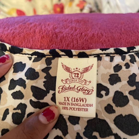 Faded Glory 1x leopard print tank 100% polyester ptp 20 inches - Picture 3 of 4